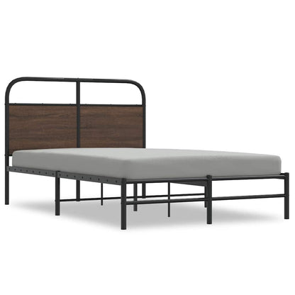 Bed Frame without Mattress 140x190 cm Brown Oak Engineered Wood