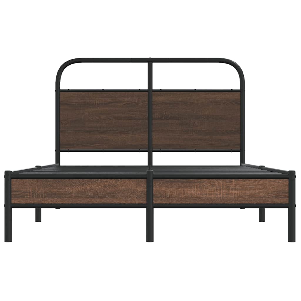 Bed Frame without Mattress 140x190 cm Brown Oak Engineered Wood