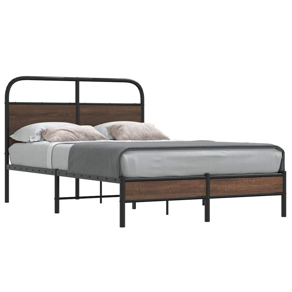 Bed Frame without Mattress 140x190 cm Brown Oak Engineered Wood