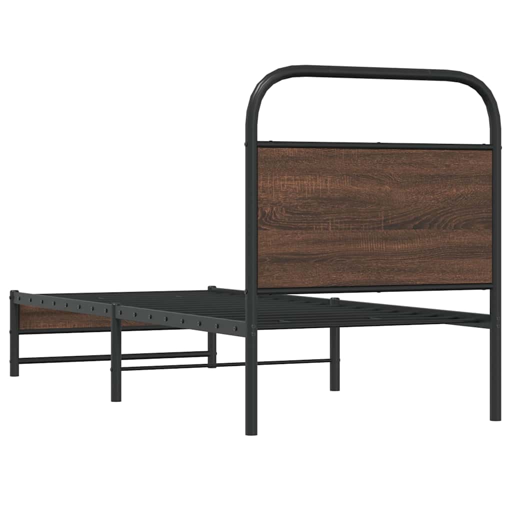 Bed Frame without Mattress 75x190 cm Brown Oak Engineered Wood