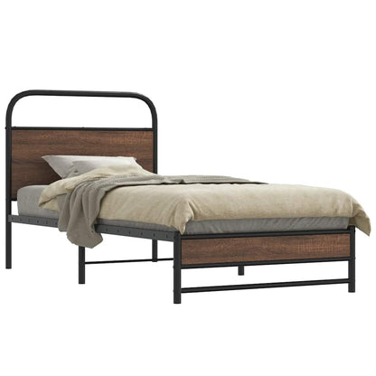 Bed Frame without Mattress 90x190 cm Brown Oak Engineered Wood