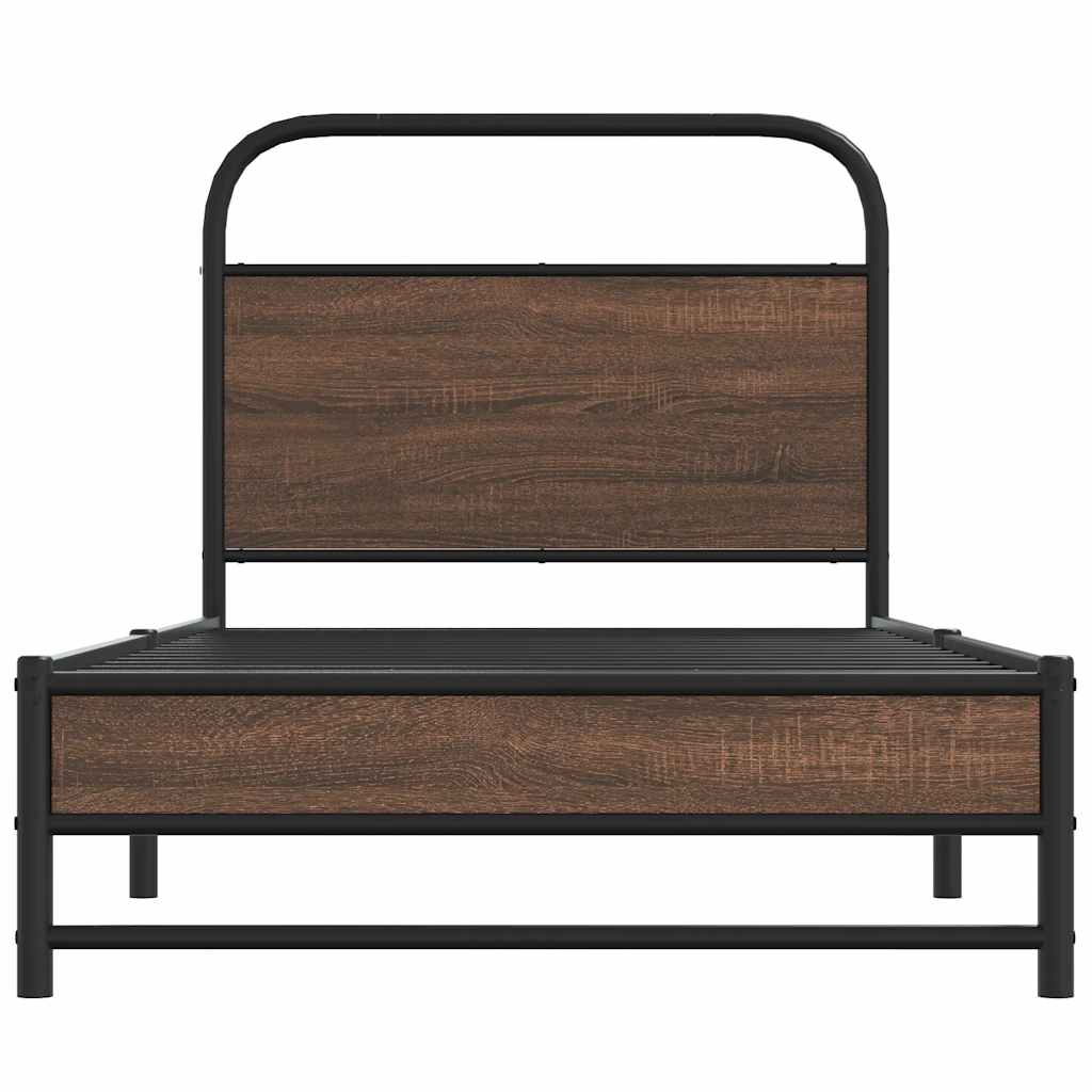 Bed Frame without Mattress 90x200 cm Brown Oak Engineered Wood