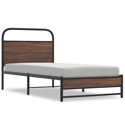 Bed Frame without Mattress 107x203 cm Brown Oak Engineered Wood