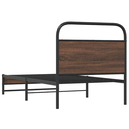 Bed Frame without Mattress 107x203 cm Brown Oak Engineered Wood