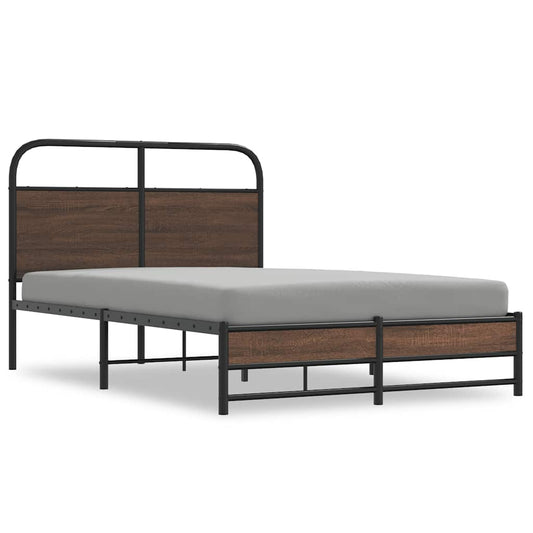 Bed Frame without Mattress 120x190 cm Brown Oak Engineered Wood