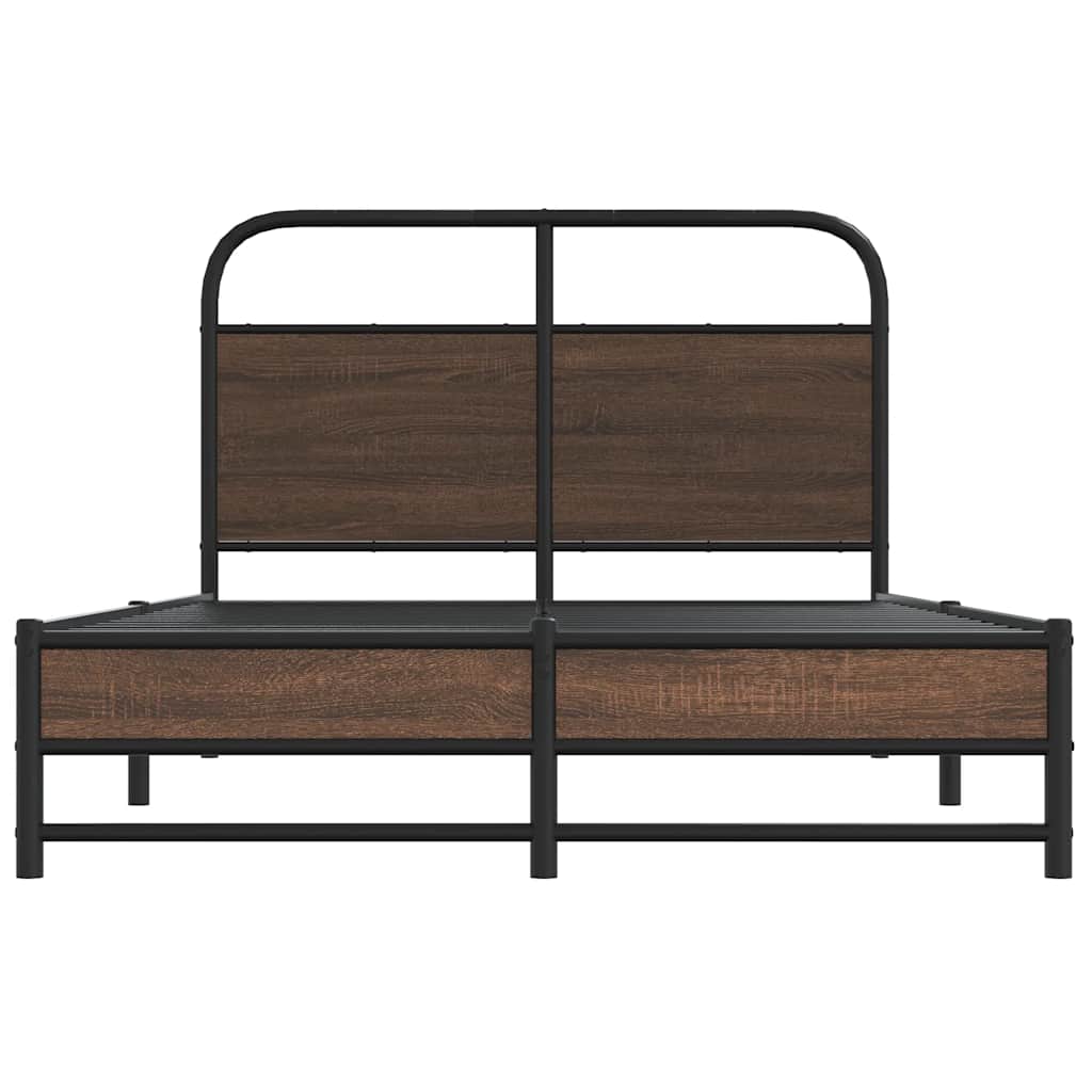 Bed Frame without Mattress 120x190 cm Brown Oak Engineered Wood