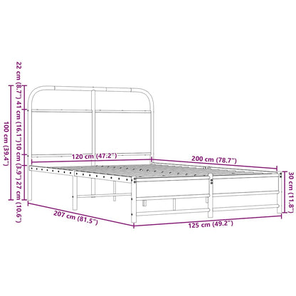 Bed Frame without Mattress 120x200 cm Brown Oak Engineered Wood