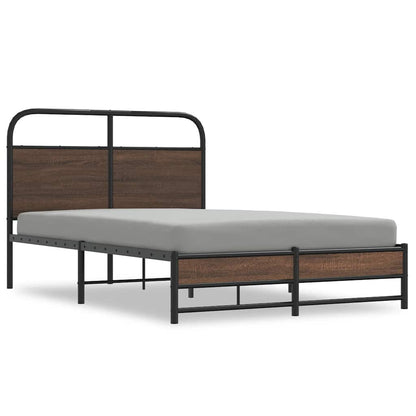 Bed Frame without Mattress 135x190 cm Brown Oak Engineered Wood