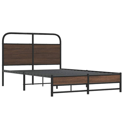 Bed Frame without Mattress 135x190 cm Brown Oak Engineered Wood