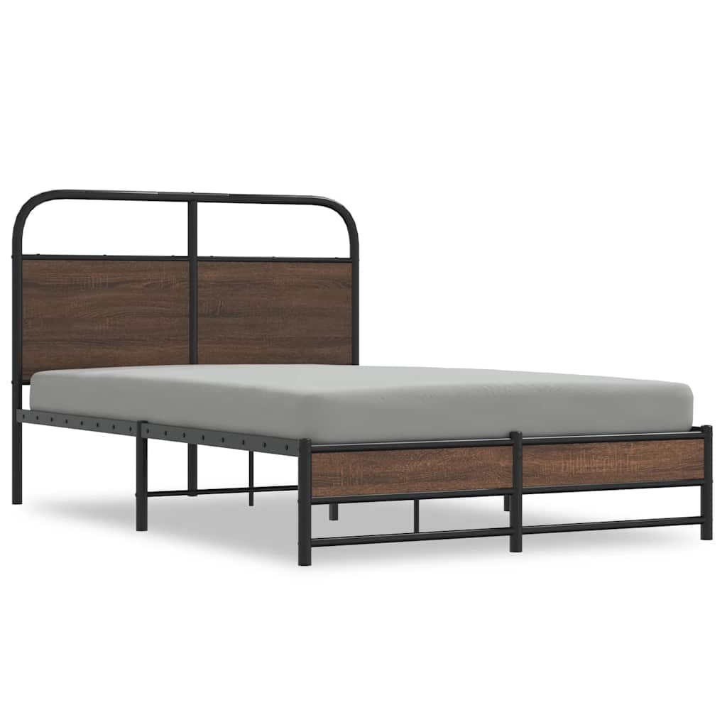 Bed Frame without Mattress 140x190 cm Brown Oak Engineered Wood
