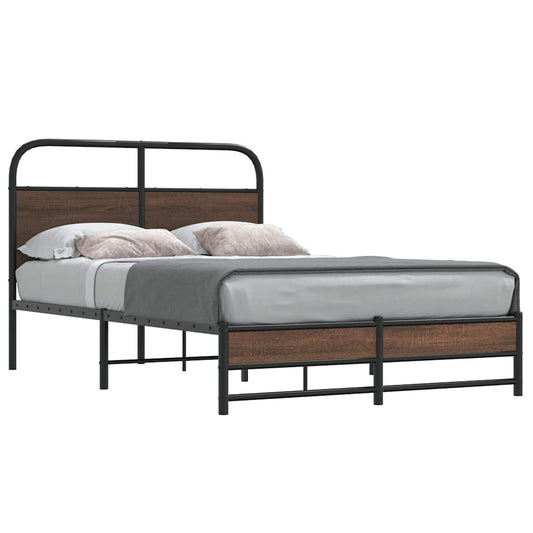 Bed Frame without Mattress 140x200 cm Brown Oak Engineered Wood