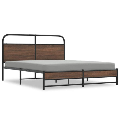 Bed Frame without Mattress 150x200 cm Brown Oak Engineered Wood
