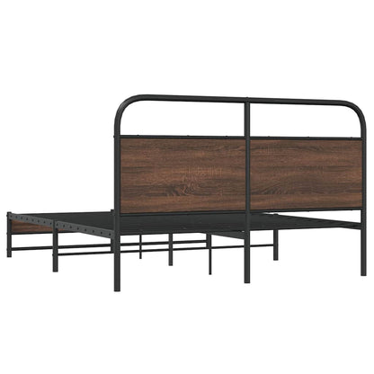 Bed Frame without Mattress 150x200 cm Brown Oak Engineered Wood
