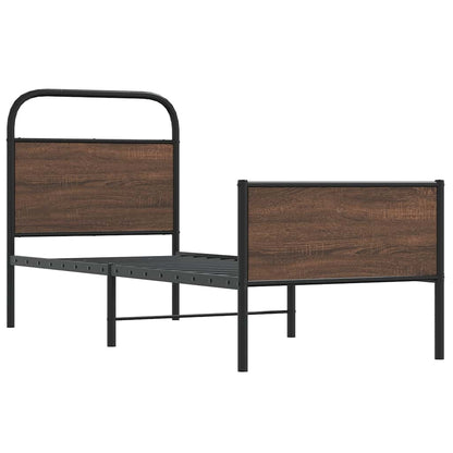 Bed Frame without Mattress 75x190 cm Brown Oak Engineered Wood
