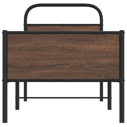 Bed Frame without Mattress 75x190 cm Brown Oak Engineered Wood
