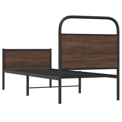 Bed Frame without Mattress 75x190 cm Brown Oak Engineered Wood