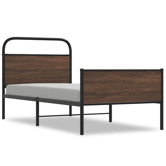 Bed Frame without Mattress 100x190 cm Brown Oak Engineered Wood