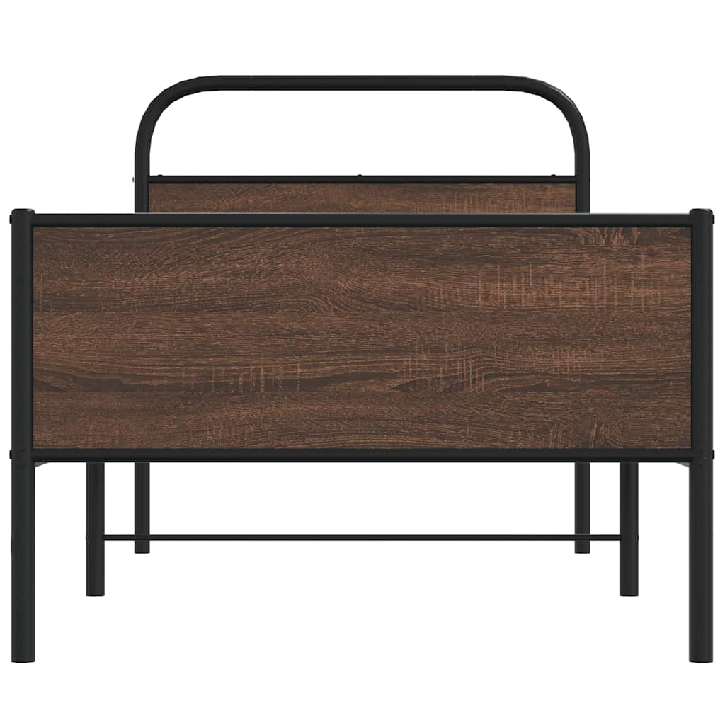 Bed Frame without Mattress 100x200 cm Brown Oak Engineered Wood