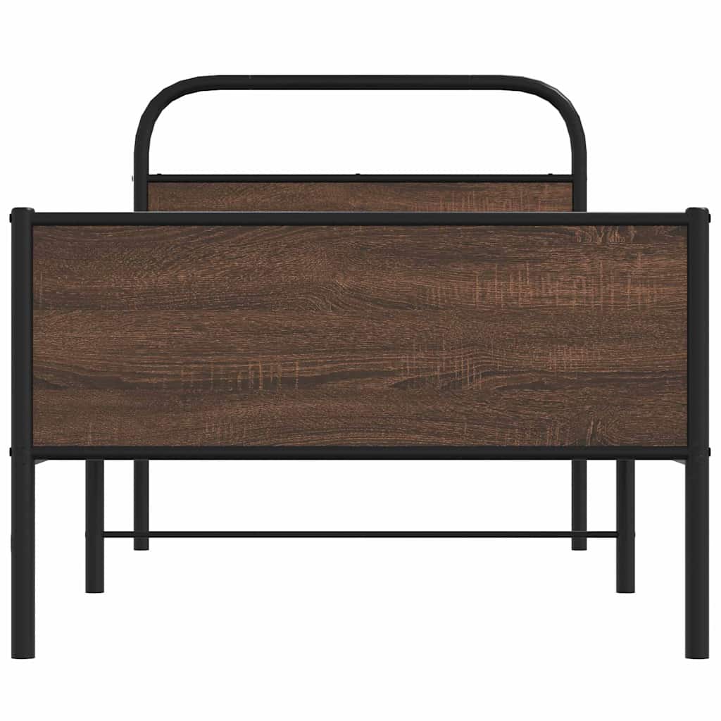 Bed Frame without Mattress 107x203 cm Brown Oak Engineered Wood