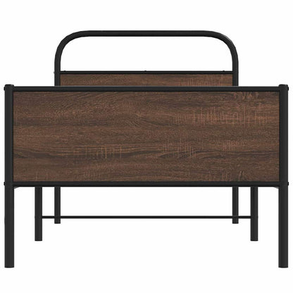 Bed Frame without Mattress 107x203 cm Brown Oak Engineered Wood