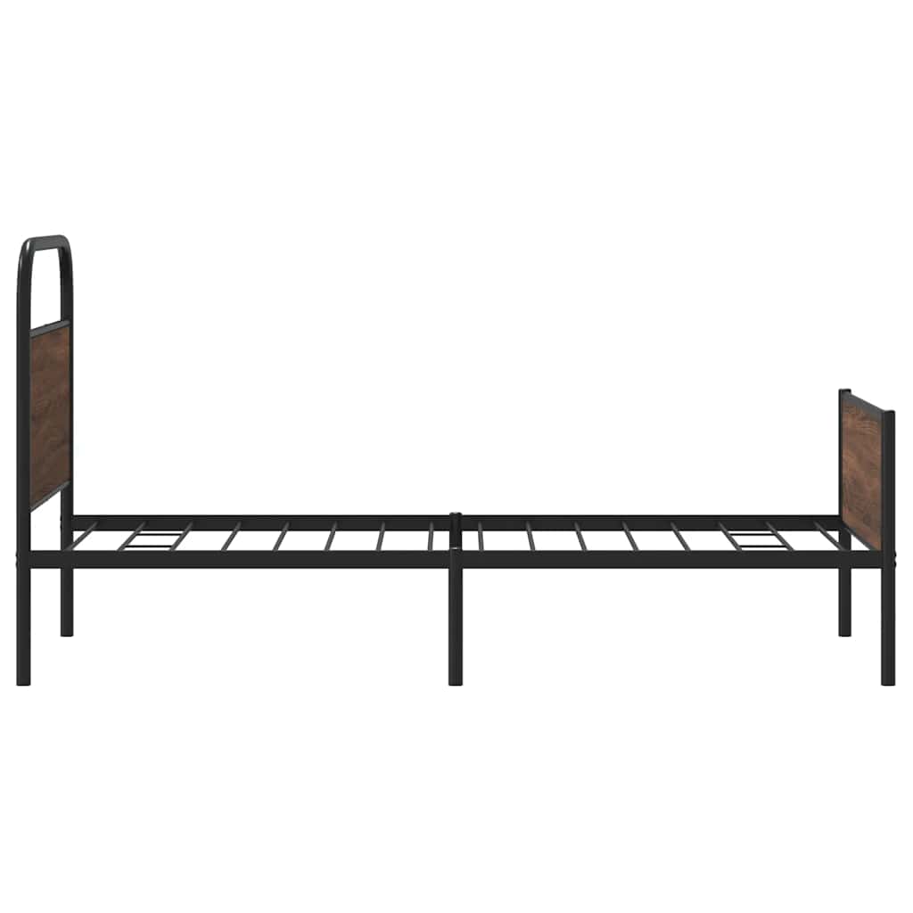 Bed Frame without Mattress 107x203 cm Brown Oak Engineered Wood