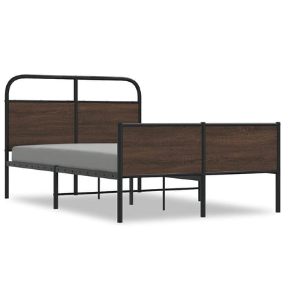 Bed Frame without Mattress 120x190 cm Brown Oak Engineered Wood
