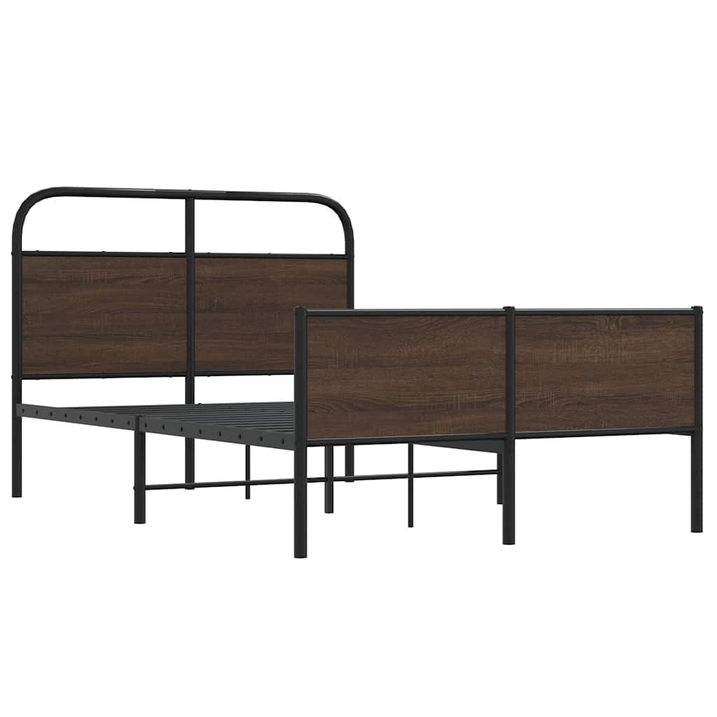 Bed Frame without Mattress 120x190 cm Brown Oak Engineered Wood