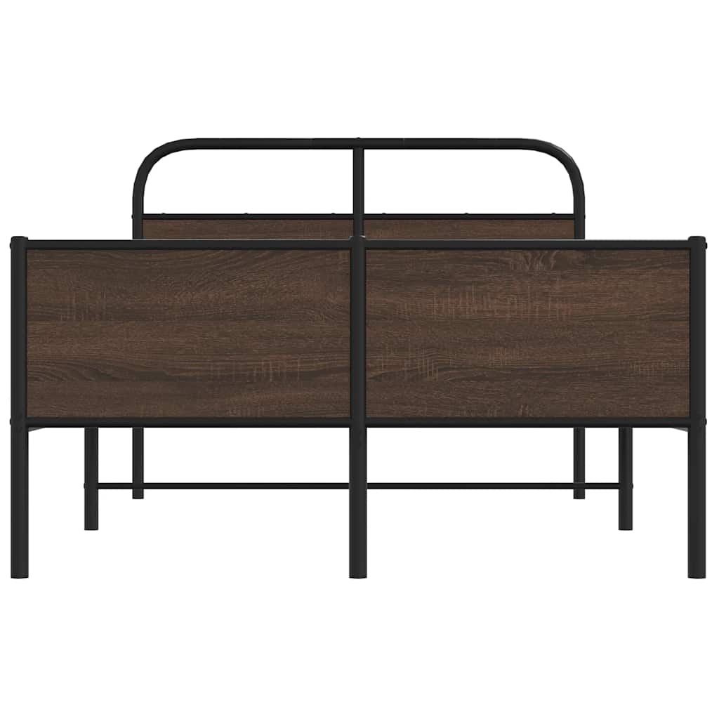 Bed Frame without Mattress 120x190 cm Brown Oak Engineered Wood