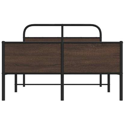 Bed Frame without Mattress 140x200 cm Brown Oak Engineered Wood