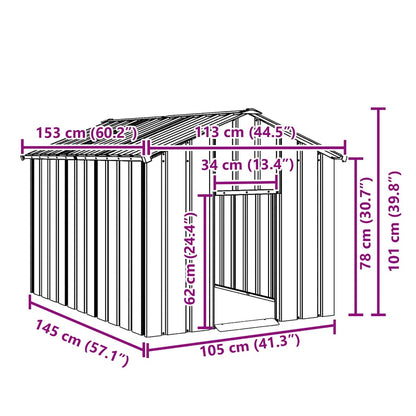 Dog House with Roof 113x153x101 cm Galvanised Steel
