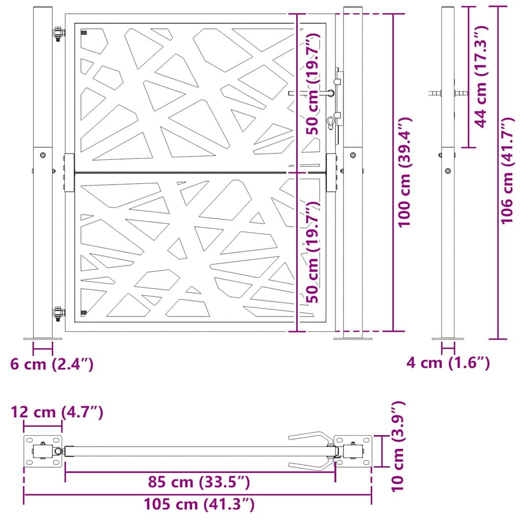 Garden Gate Black 100x100 cm Steel Light Design