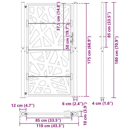 Garden Gate Black 100x175 cm Steel Light Design