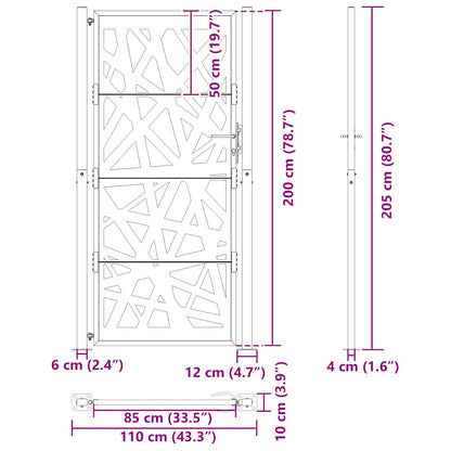Garden Gate Black 100x200 cm Steel Light Design