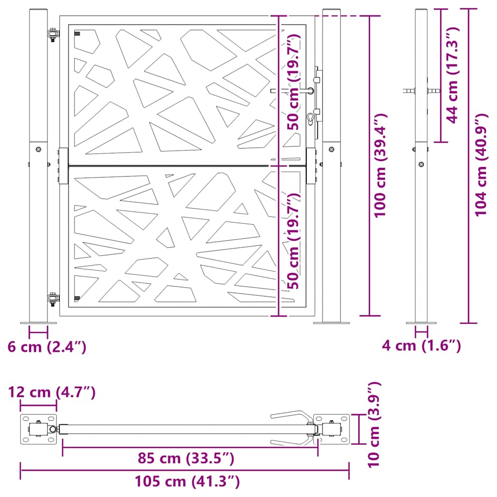 Garden Gate 100x100 cm Weathering Steel Light Design