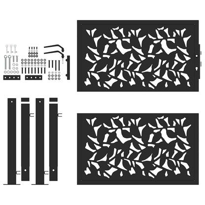 Garden Gate Black 100x100 cm Steel Leaf Design
