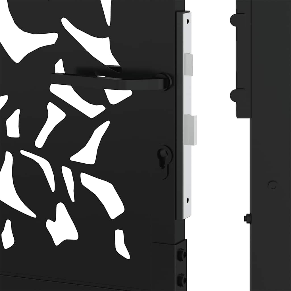 Garden Gate Black 100x100 cm Steel Leaf Design