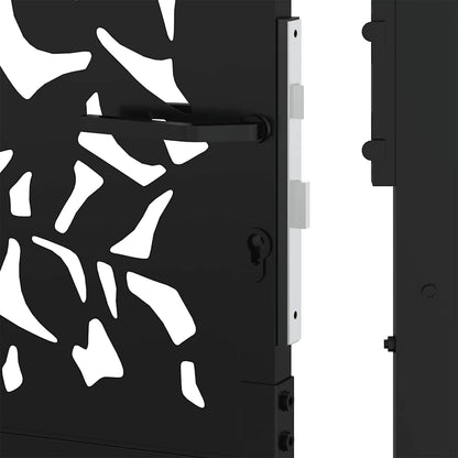 Garden Gate Black 100x100 cm Steel Leaf Design