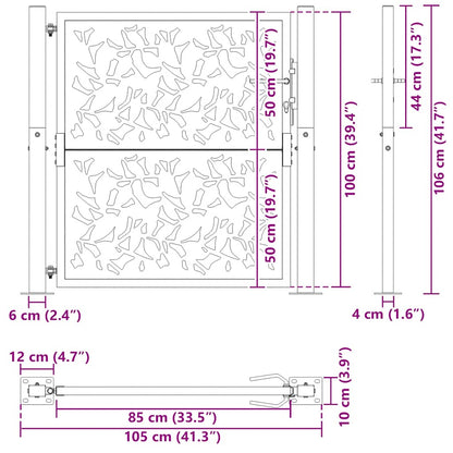 Garden Gate Black 100x100 cm Steel Leaf Design