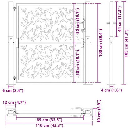 Garden Gate Black 100x100 cm Steel Leaf Design