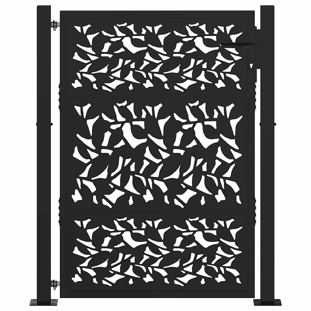 Garden Gate Black 100x125 cm Steel Leaf Design
