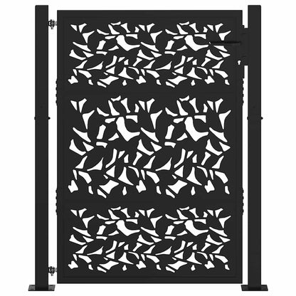 Garden Gate Black 100x125 cm Steel Leaf Design