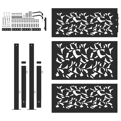 Garden Gate Black 100x125 cm Steel Leaf Design