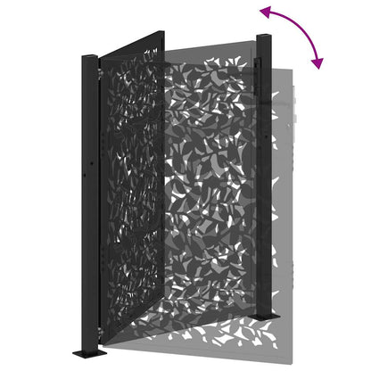 Garden Gate Black 100x125 cm Steel Leaf Design