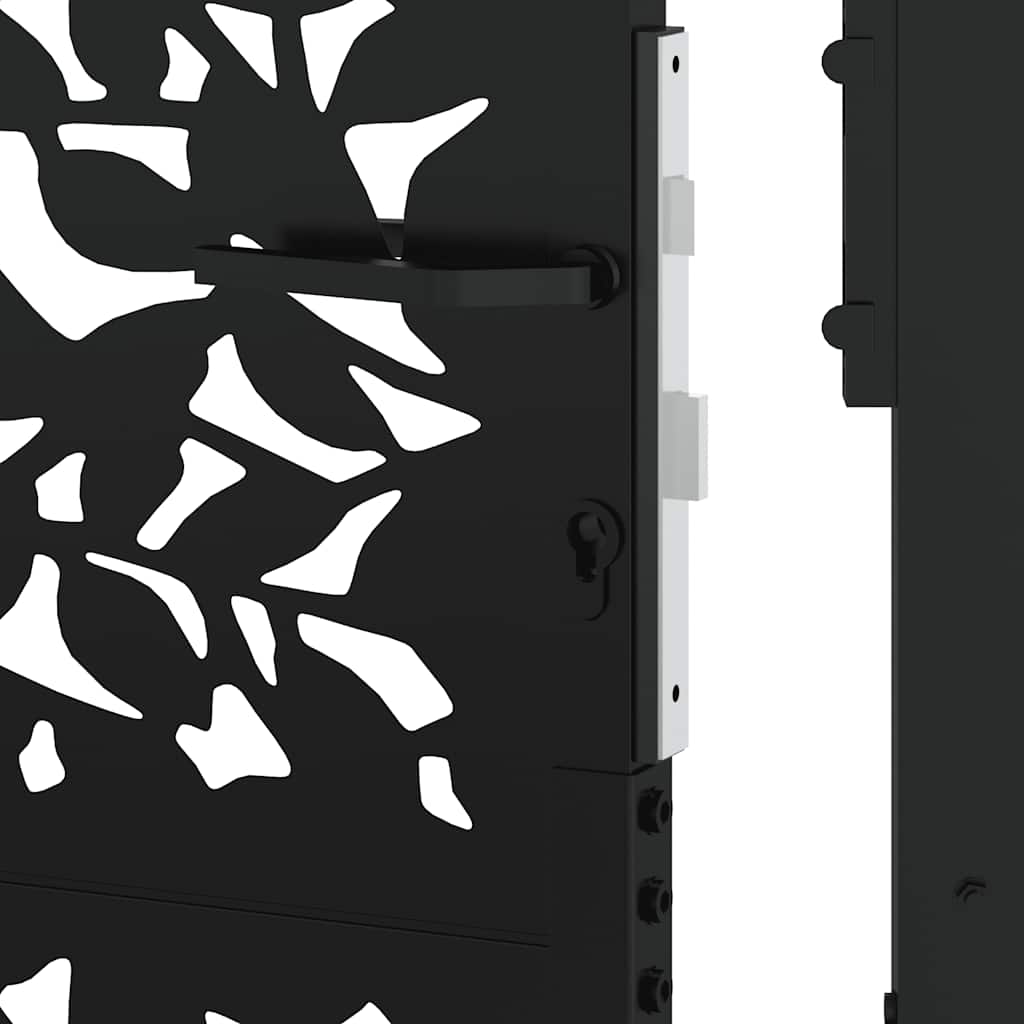 Garden Gate Black 100x125 cm Steel Leaf Design