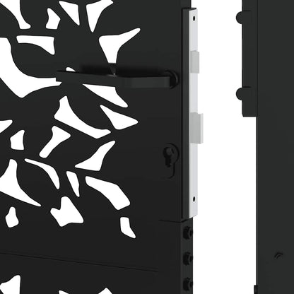 Garden Gate Black 100x125 cm Steel Leaf Design
