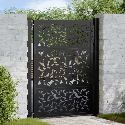 Garden Gate Black 100x125 cm Steel Leaf Design