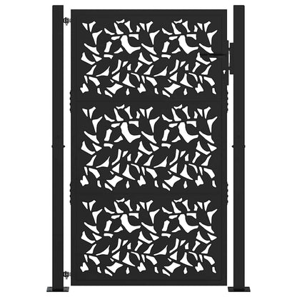 Garden Gate Black 100x150 cm Steel Leaf Design