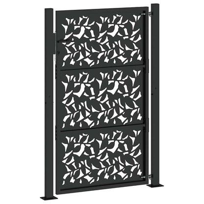 Garden Gate Black 100x150 cm Steel Leaf Design