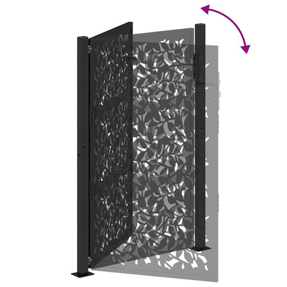 Garden Gate Black 100x150 cm Steel Leaf Design