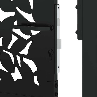 Garden Gate Black 100x150 cm Steel Leaf Design